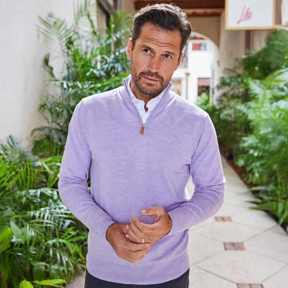 NWOT Collars and Co Cashmere Touch Australian Merino Quarter Zip Lavender XL